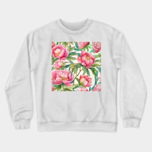 Watercolor peonies on white background Crewneck Sweatshirt